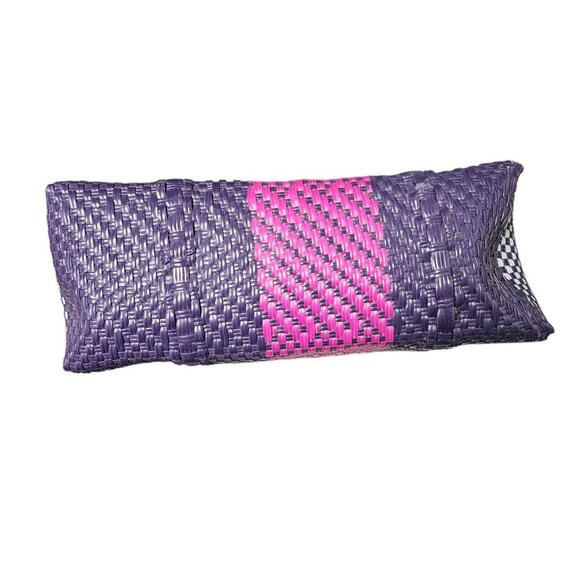 Plastic Woven Purple and Pink Shoulder Beach Bag Tote - Magnet Snaps - NWOT!!! - Picture 6 of 6